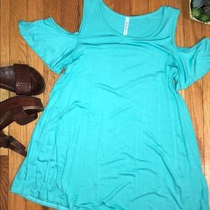 Aqua cold shoulder tunic